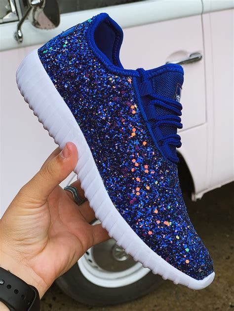 bright blue sneakers.